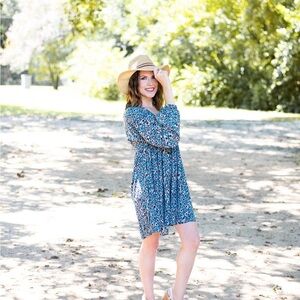 Umgee Animal print babydoll dress color teal